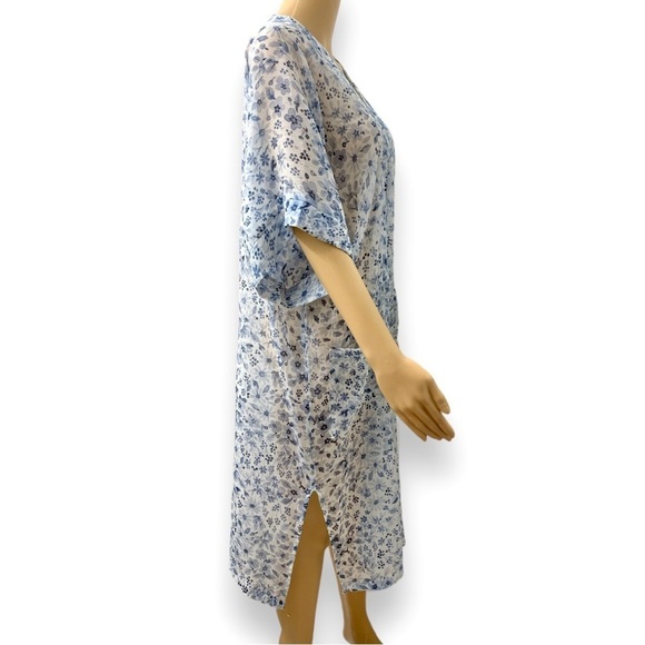 Rachel Zoe Blue Floral Kimono Robe Loungewear Cover Up Dress Women’s One size - Picture 4 of 14